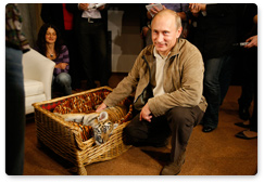 On Thursday evening, Prime Minister Vladimir Putin showed journalists a two month-old Siberian tiger cub he received for his birthday