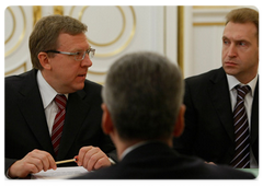 First Deputy Prime Minister Igor Shuvalov and Deputy Prime Minister - Finance Minister – Alexei Kudrin at a meeting of the Government Presidium|13 october, 2008|16:30
