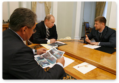 Prime Minister Vladimir Putin met with Sergei Shoigu, Minister of Civil Defence, Emergency Situations and Disaster Relief, and Ramzan Kadyrov, President of the Chechen Republic