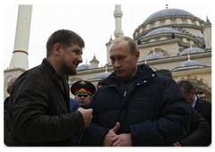 The Prime Minister visited the Akhmat Kadyrov mosque, built in memory of the first Chechen President|16 october, 2008|16:30