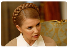 Ukrainian Prime Minister Yulia Tymoshenko at the talks with Russian Prime Minister Vladimir Putin|2 october, 2008|17:00