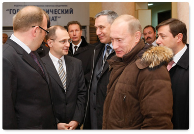 Prime Minister Vladimir Putin toured the Mining and Chemical Combine during a visit to Krasnoyarsk Territory