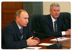 Prime Minister Vladimir Putin and the Government's Chief of Staff Sergei Sobyanin at the meeting at the Mining and Chemical Combine in Zheleznogorsk|21 october, 2008|11:30