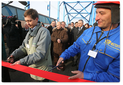 Prime Minister Vladimir Putin attended the opening ceremony of the first stage of a bridge across the Yenisei