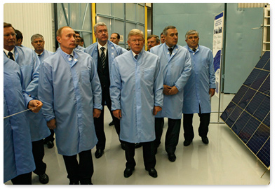 Prime Minister Vladimir Putin visited the Reshetnev Information Satellite Systems company