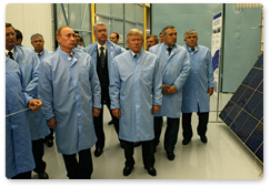 Prime Minister Vladimir Putin visited the Reshetnev Information Satellite Systems company