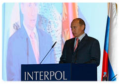 Prime Minister Vladimir Putin made a speech at 77th Interpol General Assembly|7 october, 2008|14:00
