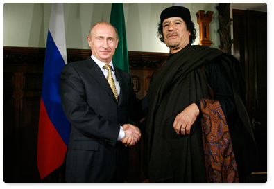 Prime Minister Vladimir Putin met with Muammar Qaddafi, the Leader of the Libyan Revolution