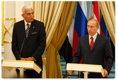 По итогам переговоров В.В.Путин и Премьер-министр Египта А.Назиф выступили на совместной пресс-конференции
