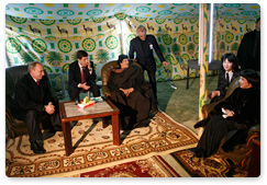 Prime Minister Vladimir Putin visited a Bedouin tent of Muammar Qaddafi, the Leader of the Libyan Revolution