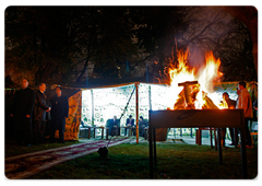 Prime Minister Vladimir Putin visited a Bedouin tent of Muammar Gaddafi, the Leader of the Libyan Revolution, pitched in the Kremlin's Tainitsky Garden for his visit to Russia|2 november, 2008|23:30