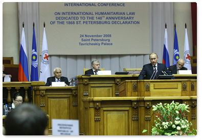 Vladimir Putin addressed an International Humanitarian Law Conference in St Petersburg