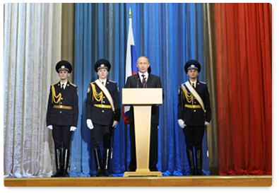 Prime Minister Vladimir Putin made a speech at a Kremlin gala devoted to the Security Services Employee Day