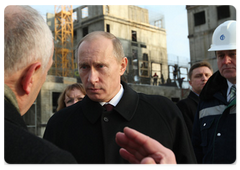 Vladimir Putin visited the construction site of the Federal Scientific Clinical Centre of Child Hematology, Oncology and Immunology|25 december, 2008|13:00