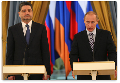В.В.Путин и Премьер-министр Республики Армения Т.С.Саркисян сделали заявления для прессы