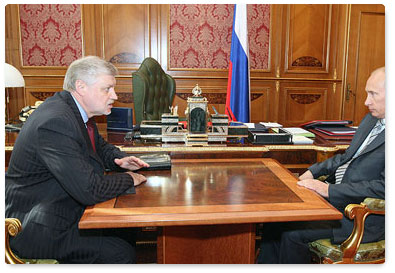 Prime Minister Vladimir Putin had a meeting at the Government House with Federation Council Speaker Sergei Mironov