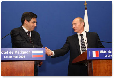 Russian Prime Minister Vladimir Putin held talks with his French counterpart Francois Fillon