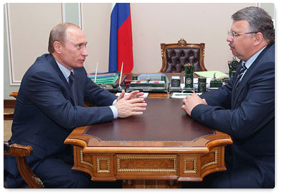Prime Minister Vladimir Putin had a meeting with Head of the Federal Customs Service of Russia Andrei Belyaninov