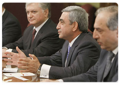 Prime Minister Vladimir Putin met with Serzh Sargsyan, President of the Republic of Armenia|24 june, 2008|19:00