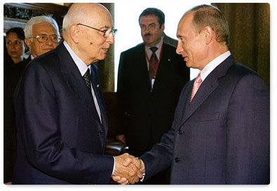Prime Minister Vladimir Putin had a meeting with Italian President Giorgio Napolitano