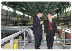 Russian Prime Minister Vladimir Putin visited the foundry and rolling facility under construction during his trip to the Nizhny Novgorod Region|24 july, 2008|19:00