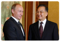 В рамках рабочего визита в КНР Председатель Правительства РФ В.В.Путин встретился с Премьером Госсовета КНР Вэнь Цзябао|8 августа, 2008|23:30