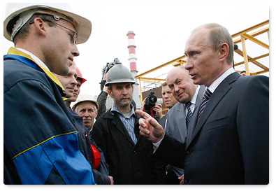 Russian Prime Minister Vladimir Putin visited the production entity Sevmash in the city of Severodvinsk