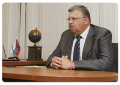 Head of the Federal Customs Service Andrei Belyaninov at the meeting with Prime Minister Vladimir Putin|10 september, 2008|18:30