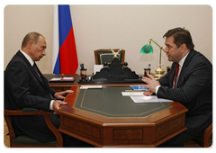 Prime Minister Vladimir Putin met with Russian Energy Minister Sergei Shmatko|12 september, 2008|18:45