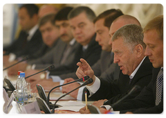 Liberal Democratic Party of Russia (LDPR) Duma leader Vladimir Zhirinovsky at a meeting with Prime Minister Vladimir Putin|16 september, 2008|21:30