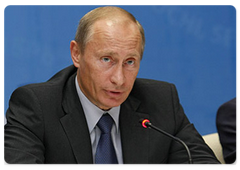 Prime Minister Vladimir Putin made a speech at the opening of the 13th session of the French-Russian Bilateral Cooperation Commission at the level of heads of governments.|20 september, 2008|17:00