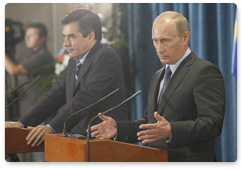 Vladimir Putin and Francois Fillon addressed reporters on the results of the 13th head-of-government meeting of the Russian-French Commission for Cooperation