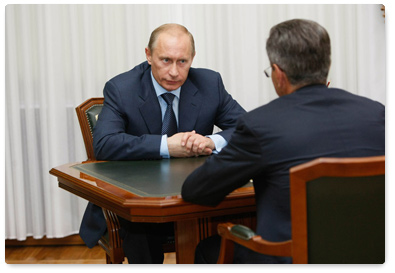 Prime Minister Vladimir Putin met with the Governor of Astrakhan Region, Alexander Zhilkin