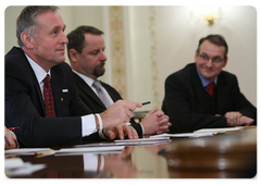 Prime Minister Vladimir Putin held a meeting with Mirek Topolánek, the Prime Minister of the Czech Republic, which currently holds the rotating presidency of the European Union|10 january, 2009|13:00