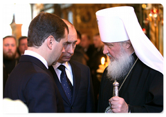 Vladimir Putin attended a memorial service for Patriarch Alexy II at Moscow’s Cathedral of the Epiphany|13 january, 2009|16:00