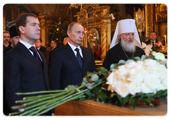 Vladimir Putin attended a memorial service for Patriarch Alexy II at Moscow’s Cathedral of the Epiphany|13 january, 2009|16:00