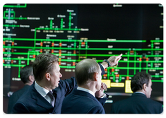 Prime Minister Vladimir Putin visited the Gazprom central production and control department.|13 january, 2009|22:00