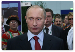 Prime Minister Vladimir Putin visited the largest in Europe agricultural fair, Internationale Gruene Woche (International Green Week)