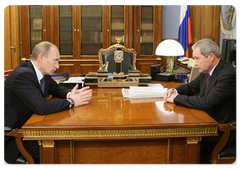 Vladimir Putin meeting with Regional Development Minister Viktor Basargin|23 january, 2009|11:00