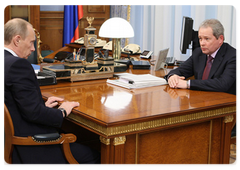 Vladimir Putin meeting with Regional Development Minister Viktor Basargin|23 january, 2009|11:00