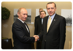 Председатель Правительства Российской Федерации В.В.Путин встретился в Давосе с Премьер-министром Турции Р.Т.Эрдоганом|29 января, 2009|15:00