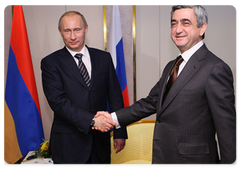 Председатель Правительства Российской Федерации В.В.Путин провел встречу с Президентом Армении С.Саргсяном|29 января, 2009|19:45