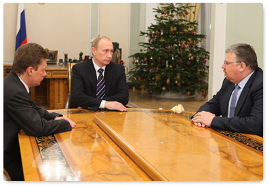 Prime Minister Vladimir Putin held a meeting with Head of the Federal Customs Service of Russia Andrei Belyaninov and Gazprom CEO Alexei Miller