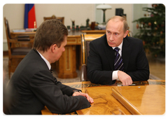 Vladimir Putin held a meeting with Head of the Federal Customs Service of Russia Andrei Belyaninov and Gazprom CEO Alexei Miller|6 january, 2009|21:56