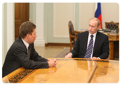 Vladimir Putin held a meeting with Head of the Federal Customs Service of Russia Andrei Belyaninov and Gazprom CEO Alexei Miller|6 january, 2009|22:09