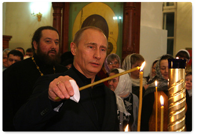 Vladimir Putin attended Christmas Mass at the Purification of Virgin Mary Church in Petrozavodsk