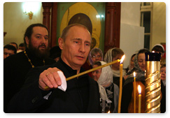 Vladimir Putin attended Christmas Mass at the Purification of Virgin Mary Church in Petrozavodsk