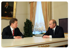 Председатель Правительства В.В.Путин провел рабочую встречу с Председателем Правления ОАО «Газпром» А.Б.Миллером|7 января, 2009|17:49
