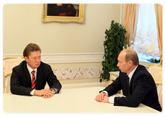 Председатель Правительства В.В.Путин провел рабочую встречу с Председателем Правления ОАО «Газпром» А.Б.Миллером|7 января, 2009|17:53