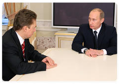 Председатель Правительства В.В.Путин провел рабочую встречу с Председателем Правления ОАО «Газпром» А.Б.Миллером|7 января, 2009|17:57